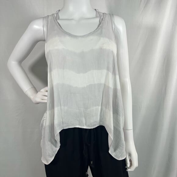 Free People Gray and White Open Back Twist Back Loose Tank Top XS - Picture 1 of 11